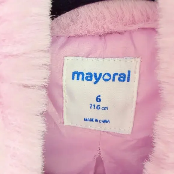 Teddy Coat Purple Boucle Winter Jacket‎ Faux Fur Collar Princess Girls 6 Mayoral